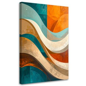Feeby Impresi&oacute;n De Imagen, Abstracci&oacute;n Olas Turquesa Y Naranja, 80x120