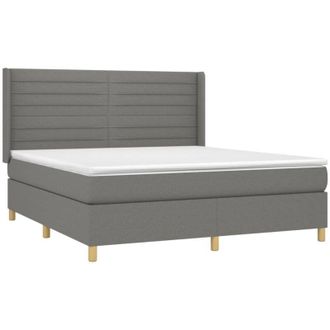 vidaXL Cama Box Spring Con Colch&oacute;n Tela Gris Oscuro 180x200 Cm Vidaxl
