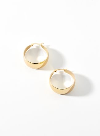 Simons Womens Large flat golden Hoop Earrings