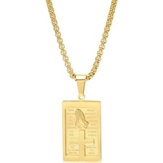 Steeltime Mens Pray Tag Necklace in Gold at Nordstrom Rack
