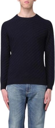 Emporio Armani Rondgebreide trui - Heren - Ronde hals truien - Blauw - XL - Truien & Vesten