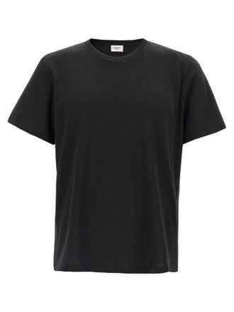 Tシャツ・カットソー SAINT LAURENT Men Tops 5850663 749102 Y37IL 1000 Black Saint Laurent Black T-shirt With Logo | italist