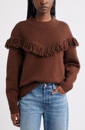 Treasure & Bond Novelty Fringe Sweater in Brown Soil at Nordstrom Rack, Size Medium