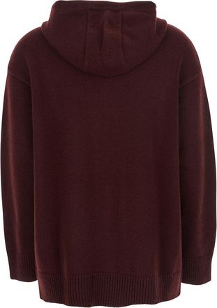 Max Mara Womens Bordeaux Sweater With Drawstring Hood Wool Tops Top