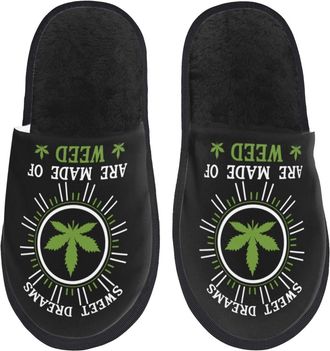 Generic Home Slipper Sweet Dreams Are Made Of Weed Warm Slipper Classic Fluffy Slippers Comfortable Scuff Slippers For Hotel Bedroom Travel M