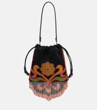 Etro Kalispera Small beaded suede shoulder bag