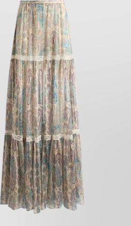 Etro long tiered skirt sheer fabric lace