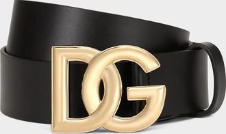 Dolce & Gabbana Men & apos;s Leather DG-Logo Buckle Belt