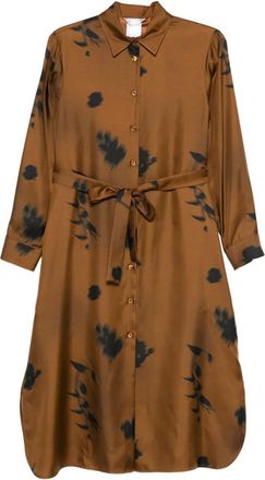 Max Mara Abito in seta a fiori - Marrone