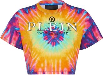 Philipp Plein Tops, Dames, Veelkleurig, L, Katoen, T-Shirt Ronde Hals Tie Dye