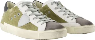 Philippe Model Mens Prsx Low Sneaker Green Canvas