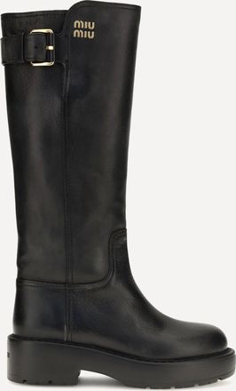 Miu Miu Leather knee-high Boots with buckle detail Female 41