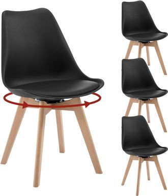 Woltu Juego De 4 Sillas De Comedor, Capacidad De Carga 150 Kg, Color Negro - Woltu