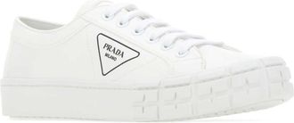 Prada Mens White Gabardine Wheel Sneakers F0009