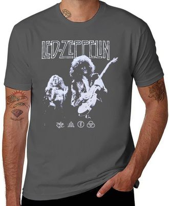 Generic Led Music Zeppelin Jimmy Guitarist Page & Robert Rock Plant Retro T-Shirt - Vintage Rock Band Members Tee for Men and Women Dark Gray-Style XL