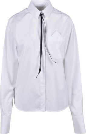 Sportmax Chalk White Tie Detail Cotton Shirt
