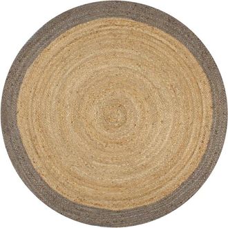 vidaXL Alfombra hecha a mano de yute con borde gris 120 cm Vidaxl