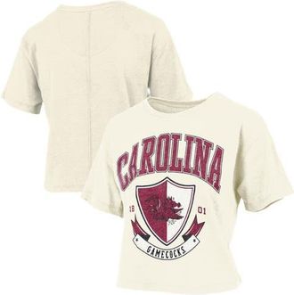 Pressbox Womens Pressbox Cream South Carolina Gamecocks Buckler Vintage Cropped T-Shirt at Nordstrom, Size X-Large