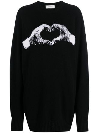 Sportmax intarsia-knit wool-blend jumper dress - Black