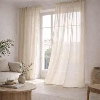 Febronie Visillo con trabillas - juego de 2 algod&oacute;n 140x290 beige grisaceo