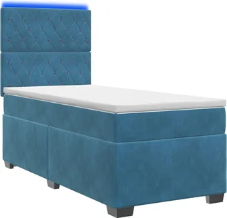 vidaXL Letto Box Spring Con Materasso Blu 100 X 200 Cm Velluto Vidaxl