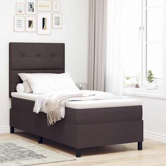 vidaXL Vidaxl - Letto A Molle Con Materasso Marrone Scuro 80 X 200 Cm Tessuto