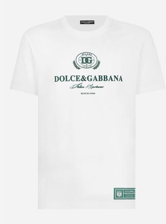 Dolce & Gabbana Cotton T-shirt With Logo Print - Man T-shirts And Polos White 60