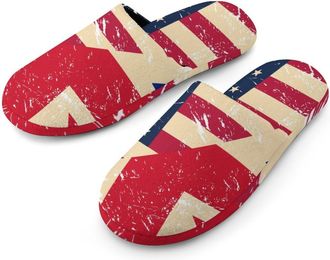 Generic U.S.A And Birtish Vintage Flag Cotton Slippers for Men Memory Foam House Slippers Soft Anti-skid Sole Indoor Outdoor Shoes