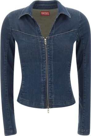 Diesel Shirt met volledige rits van denim - Dames - Spijkeroverhemden - Blauw - S - Denim - Overhemden