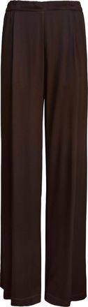 Enza Costa Straight Pleated Satin Pants In Bitter Brown