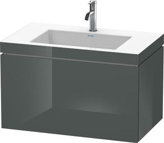 Duravit Lavabo Para Muebles Duravit L-cube C-bonded Con Base, Colgante, 80x48 Cm, 1 Extra&iacute;ble, Sin Rebosadero, 3 Agujeros Para Grifos, Color: Laca De Alto Bri