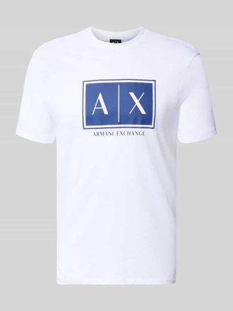 A|X Armani Exchange T-Shirt mit Logo und Rundhalsausschnitt in Offwhite, Gr&ouml;&szlig;e XXL