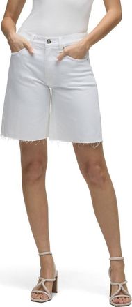 Hudson London Low Rise Raw Hem Denim Bermuda Shorts in White at Nordstrom Rack, Size 30
