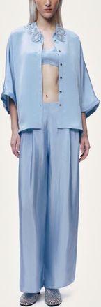 Nocturne Accessory Collar Detail Shirt in Blue at Nordstrom, Size Medium
