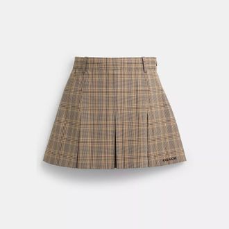 Coach Pleated Plaid Skirt In Recycled Polyester