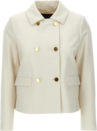 Kiton Jassen, Dames, Wit, XS, Wol, Cropped Double-Breasted Jas