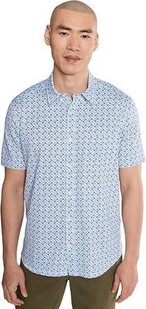 Johnston & Murphy Xc Flex Ascend Short-sleeve Knit Shirt Mens Clothing Blue Square Grid : 2XL, Cotton/Down/Polyester
