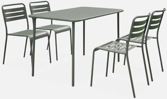 Sweeek Set tavolo da giardino in metallo, 4 sedie