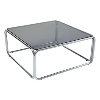 Oviala Mesa de centro cuadrada de 90 cm de largo en metal y vidrio negro