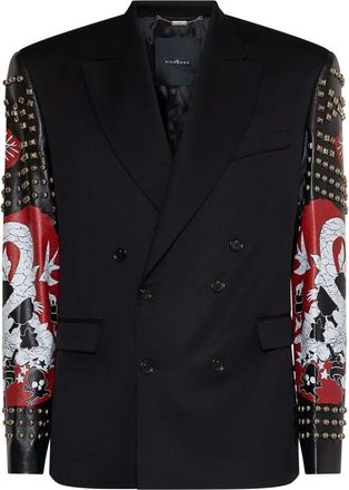 John Richmond Giacca doppiopetto con maniche decorate - Heren - Blazers - Zwart - L - Jassen