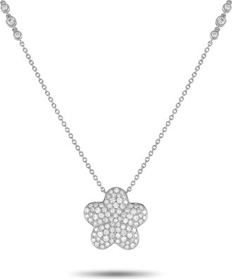 Luxury Bazaar 18K White Gold 1.25ct Diamond Pendant Necklace ANK-19702