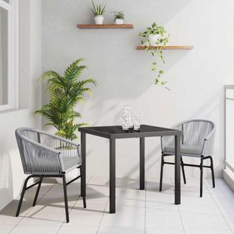 vidaXL Conjunto De Comedor De Jard&iacute;n 3 Pcs Gris Polirat&aacute;n Vidaxl