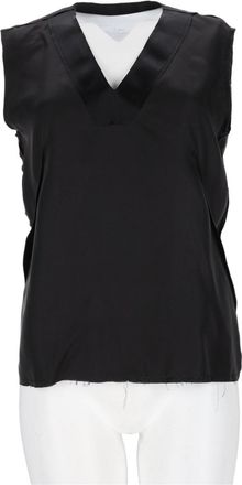 Maison Margiela Black Sleeveless V-Neck Silk Top