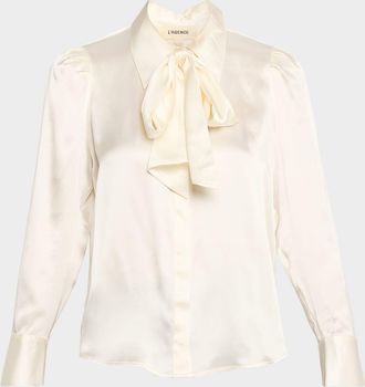 L'agence Honey Tie-Neck Silk Blouse