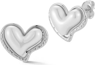 Glaze Jewelry Faux Pearl Heart Stud Earrings in Silver/Faux Pearl at Nordstrom Rack