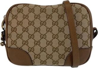Gucci Pre-owned Cross Body Bags, female, Brown, Size: ONE SIZE Pre-owned GG Canvas Leather Shoulder Bag
