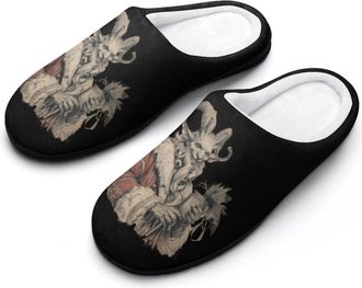 Generic Merry Krampus Mens House Slippers Memory Foam Washable Cotton Slip on Home Shoes
