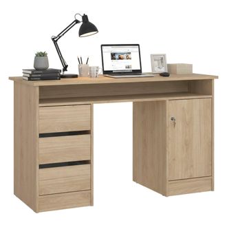 Dmora Dmora - Escritorio Shanshan, Escritorio Multiusos, Mesa De Oficina Para Pc, El Plan De Trabajo, 126x55 H76 Cm, Roble