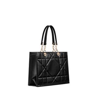 Dior Womens Quilted Leather Shoulder Bag Black With Suede