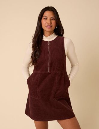 Nobody's Child Brown Cord Homerton Pinafore Mini Dress
